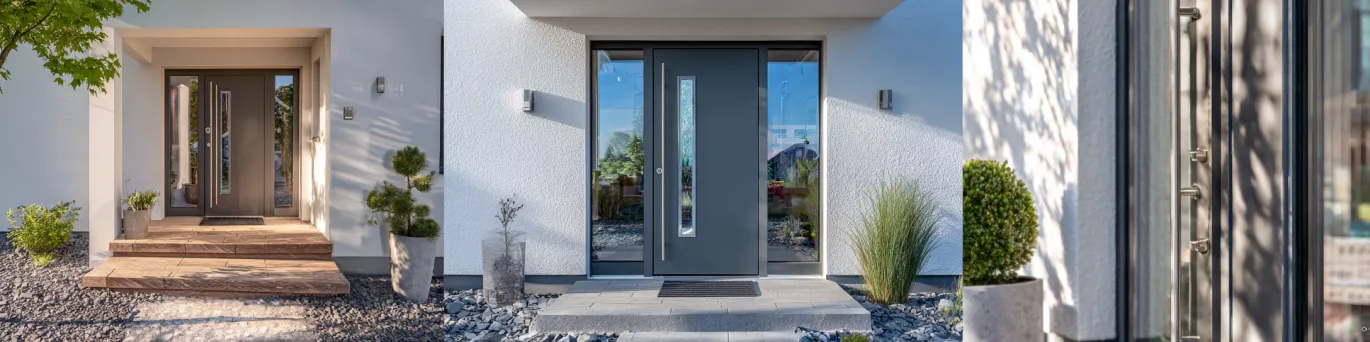 Porte d'entrée moderne haute performance thermique respectant les normes RE2020 et coefficient Ud