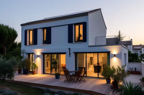 Volet roulant équipé de panneaux solaires photovoltaïques installé sur une fenêtre moderne