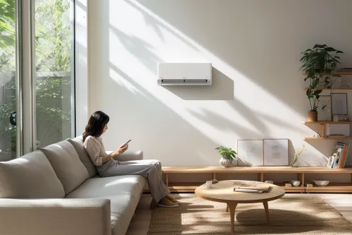 Technicien ajustant un thermostat moderne pour améliorer l'efficacité énergétique du chauffage