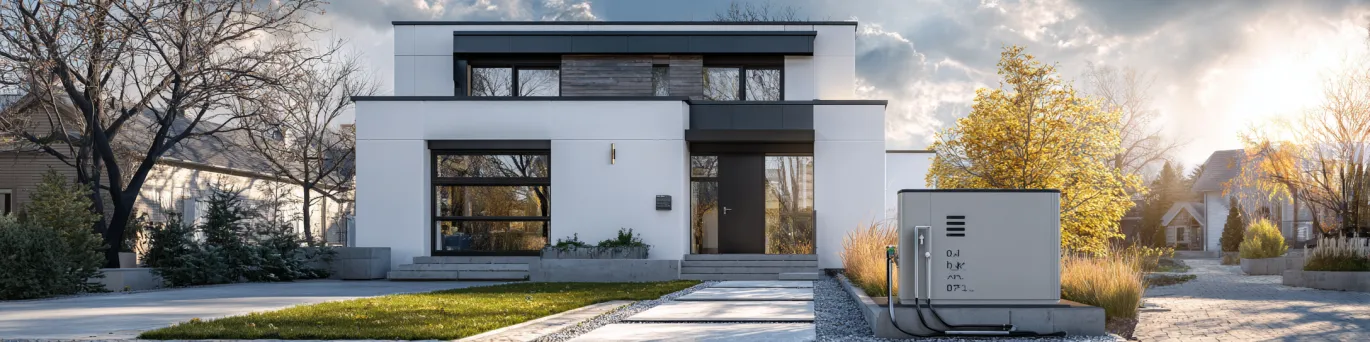Technicien effectuant le dimensionnement d'une pompe à chaleur air-eau pour habitation